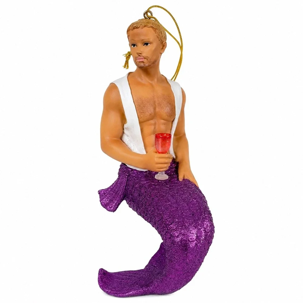 December Diamonds 2015 Frisco Merman Retired Ornament Purple Glitter #55-90855